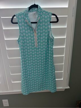 Cabana life Sleeveless Mint Patterned Zip-Front Dress